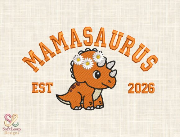 Download Cute Dino Mom Embroidery Design - Mom embroidery design Collection