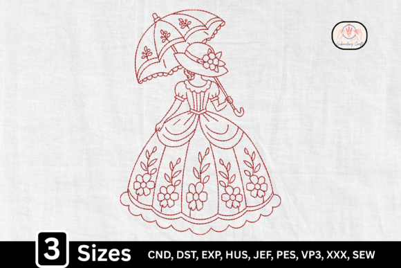 Download Floral Fashion Line Art Girl Umbrella - Premium Resources