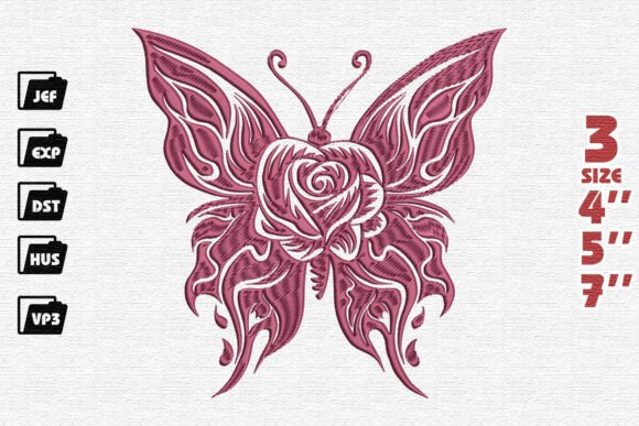 Download Rose Butterfly Embroidery - Premium Bundle